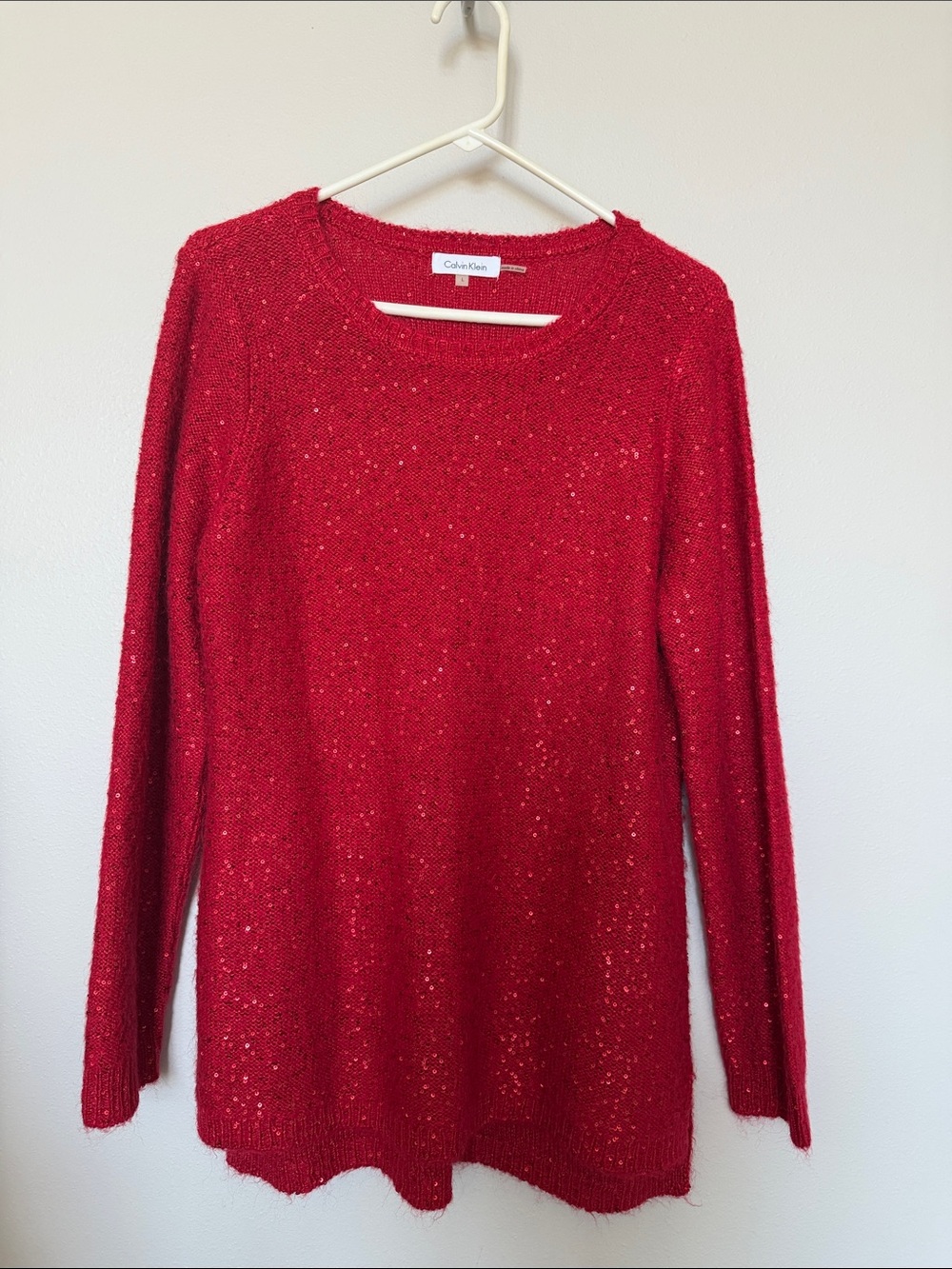Calvin Klein Sparkle Red Crewneck Sweater